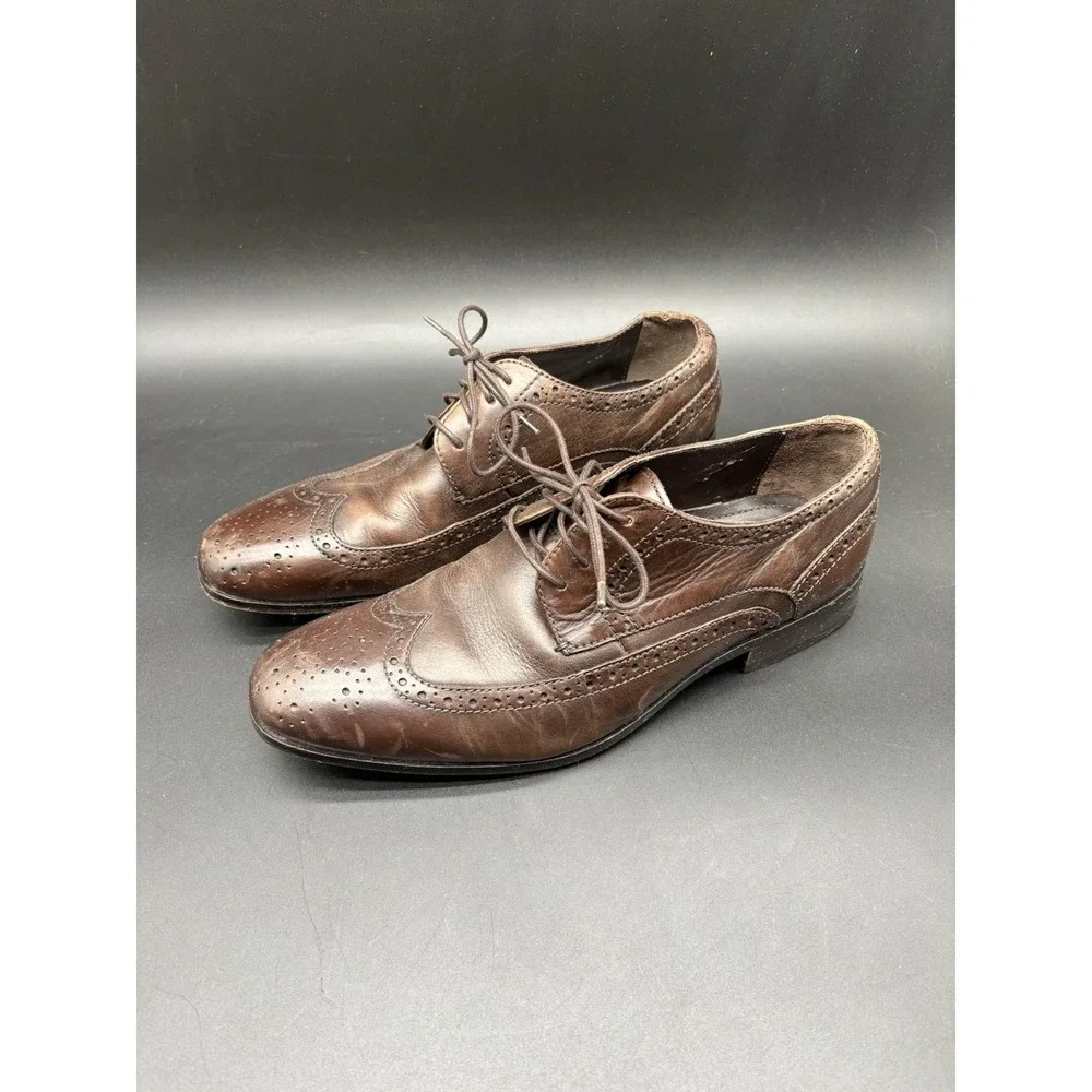 Bostonian Brown Leather Wingtip‎ Oxford Dress Shoes Mens 9W Vintage